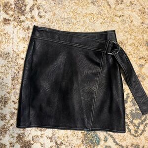 Topshop Black Faux Leather Skirt